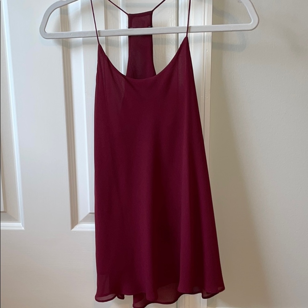 Maroon sleeveless blouse